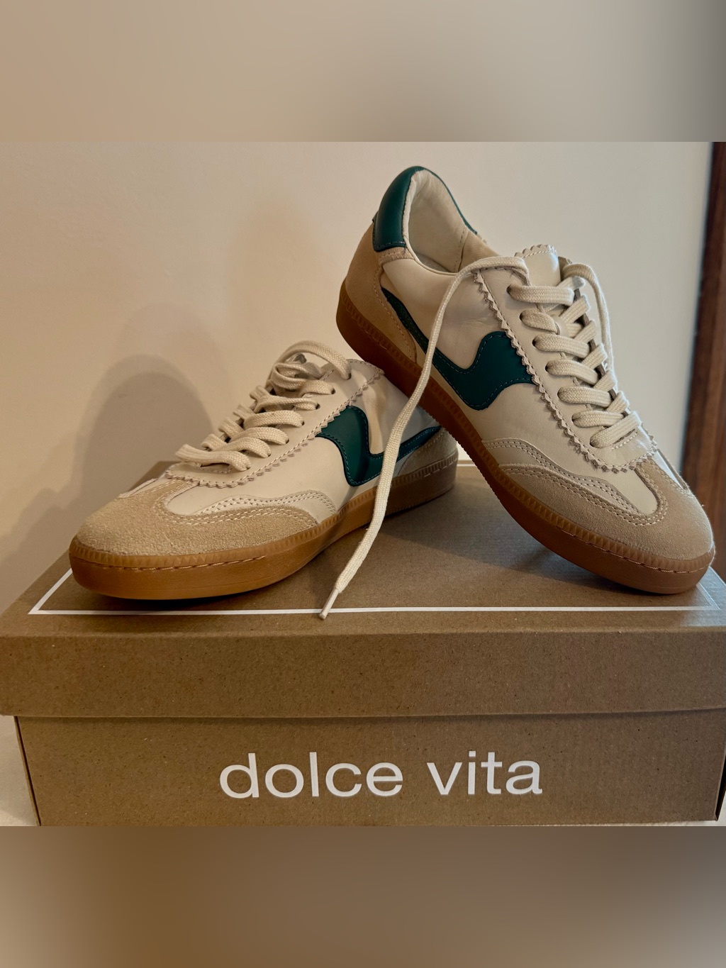 Dolce Vita Women’s Beige, White & Green Sneakers